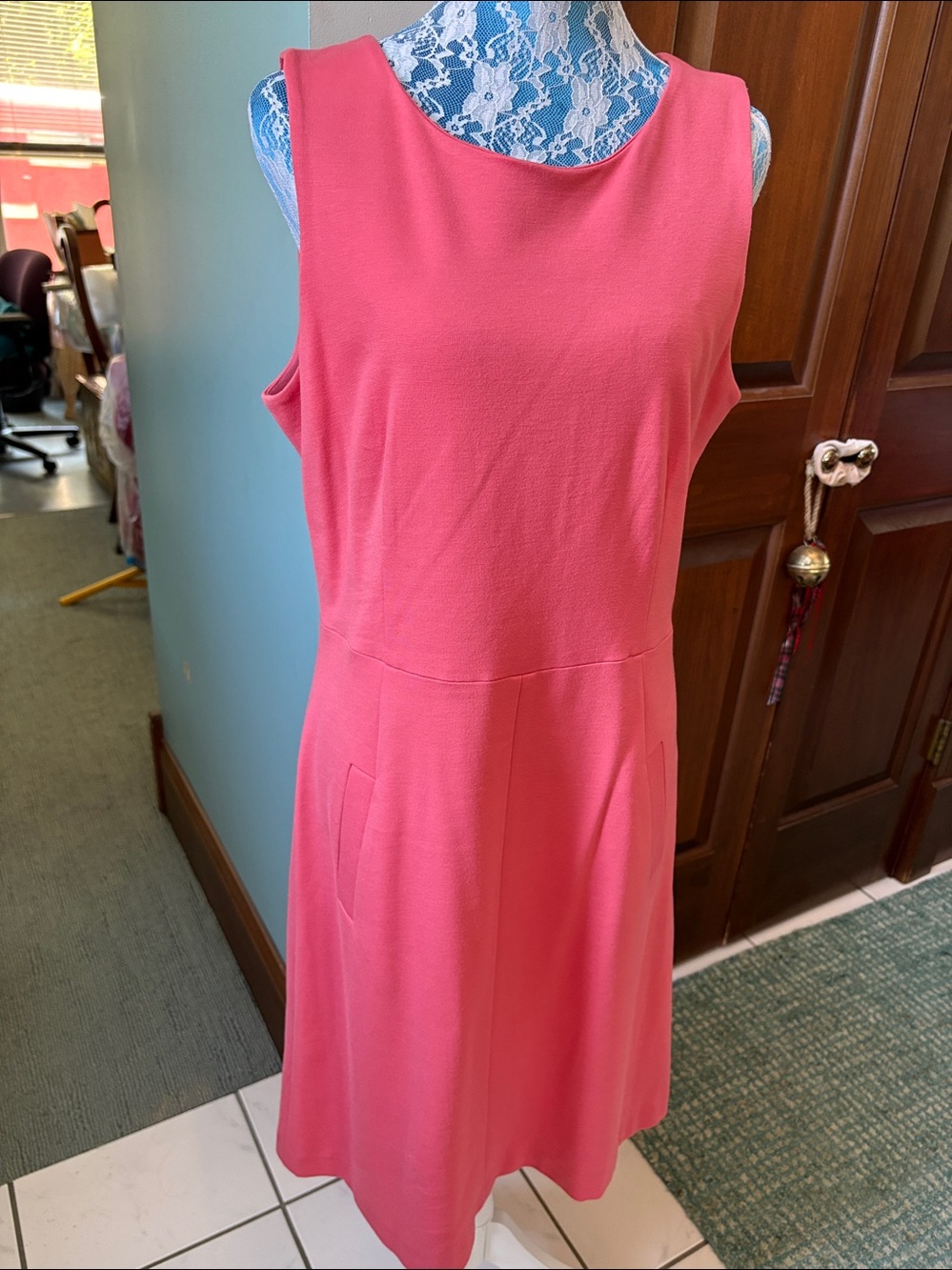 Banana Republic Dress sleeveless crewneck coral heavyweight knit with pockets